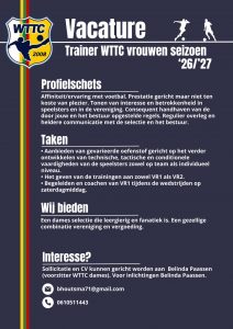 Vacature trainer Vrouwen SJO-WTTC seizoen 24/25 1